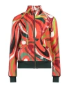 Pucci Woman Jacket Coral Size 12 Polyurethane, Polyester In Red