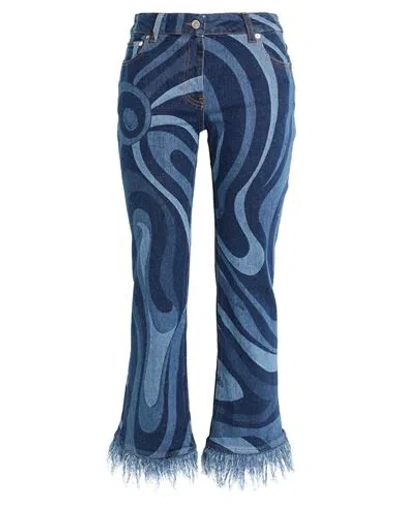 Pucci Woman Jeans Blue Size 10 Cotton, Elastane