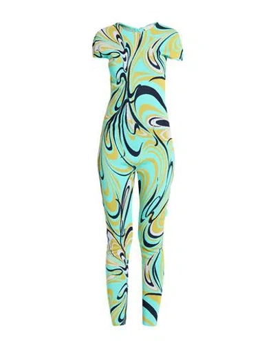 Pucci Woman Jumpsuit Turquoise Size L Viscose, Polyamide In Green