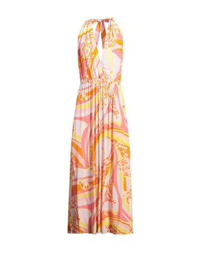 Pucci Woman Maxi Dress Coral Size 14 Viscose In Red