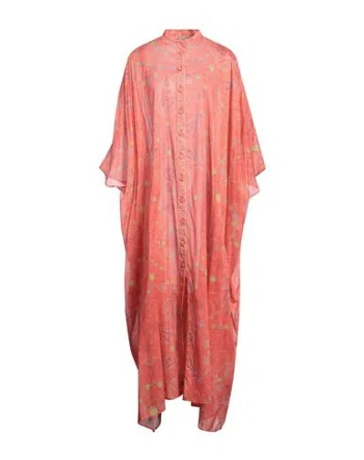 Pucci Woman Maxi Dress Coral Size 8 Cotton In Red