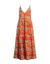Pucci Woman Maxi Dress Tomato Red Size 12 Cotton In Tomato Red