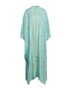 Pucci Woman Maxi Dress Turquoise Size 8 Cotton In Blue