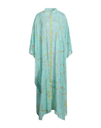 Pucci Woman Maxi Dress Turquoise Size 8 Cotton In Blue
