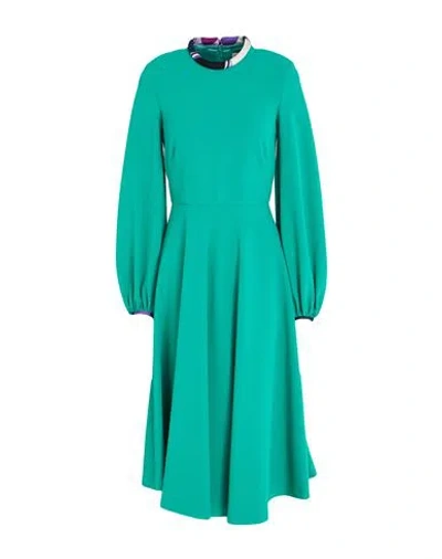 Pucci Woman Midi Dress Emerald Green Size 14 Polyester, Elastane