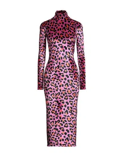 Pucci Woman Midi Dress Fuchsia Size L Viscose, Polyamide, Elastane In Pink