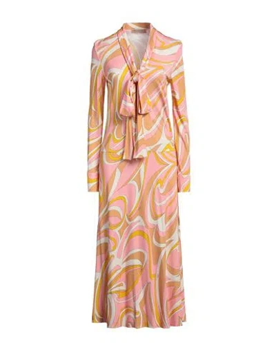 Pucci Woman Midi Dress Pink Size 14 Viscose