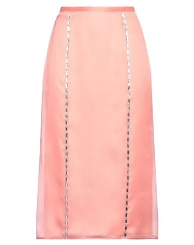 Pucci Woman Midi Skirt Salmon Pink Size 12 Silk