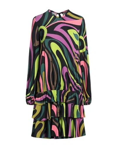 Pucci Woman Mini Dress Black Size 14 Viscose, Silk