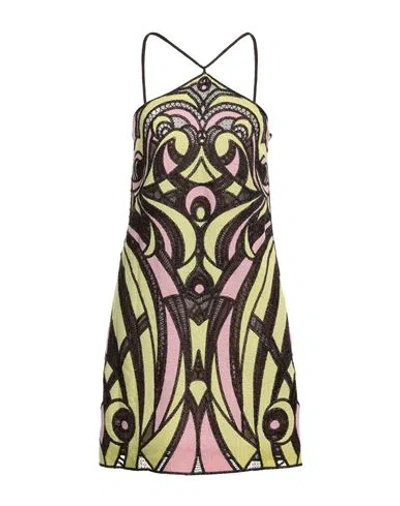 Pucci Woman Mini Dress Brown Size 8 Viscose, Cotton, Polyester, Nylon In Multi