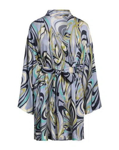 Pucci Woman Mini Dress Slate Blue Size 12 Silk, Polyamide, Elastane