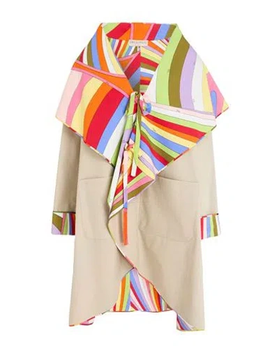 Pucci Woman Overcoat & Trench Coat Orange Size M Cotton In Multi