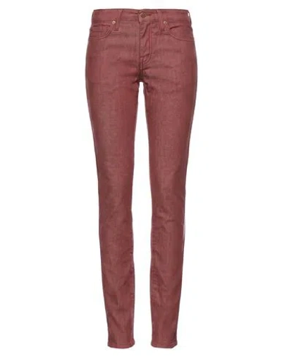 Pucci Woman Pants Brick Size 28 Cotton, Polyester, Elastane In Burgundy
