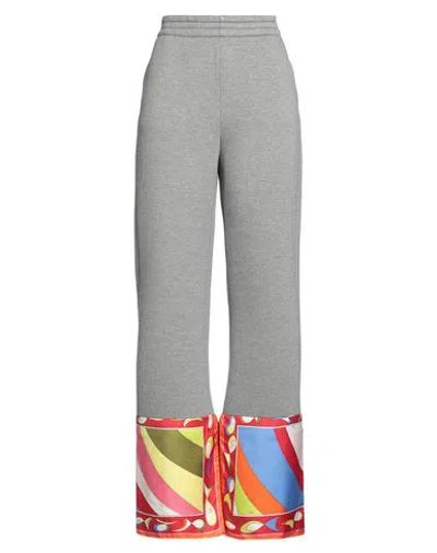 Pucci Woman Pants Grey Size L Viscose, Polyurethane, Elastane, Silk