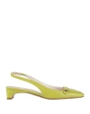 Pucci Woman Pumps Lime Green Size 7 Calfskin, Goat Skin In Green