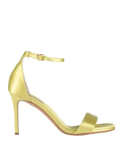 Pucci Woman Sandals Lime Green Size 6 Viscose, Silk, Goat Skin