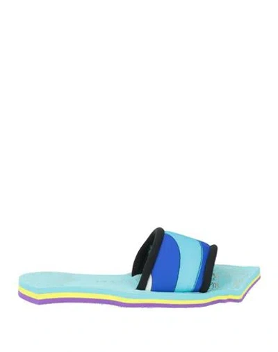 Pucci Woman Sandals Turquoise Size 7 Textile Fibers In Blue