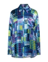 Pucci Woman Shirt Azure Size 14 Silk In Blue