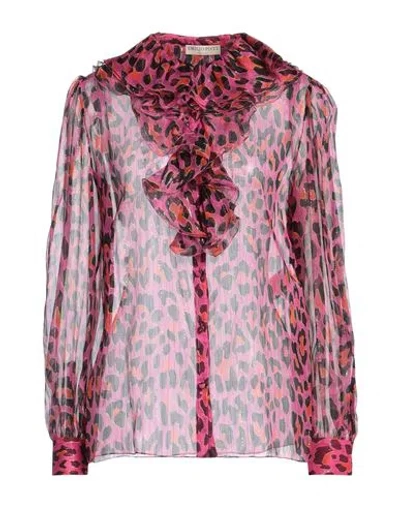 Pucci Woman Shirt Fuchsia Size 14 Silk, Polyester In Pink