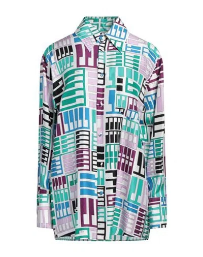 Pucci Woman Shirt Green Size 14 Silk