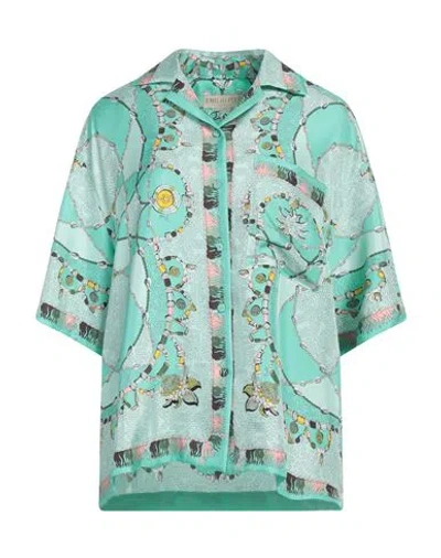 Pucci Woman Shirt Light Green Size 12 Silk