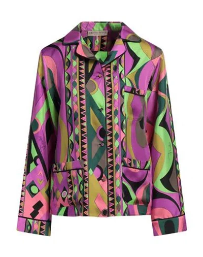 Pucci Woman Shirt Mauve Size 14 Silk In Purple