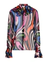Pucci Marmo Print Silk Georgette Top In Orange