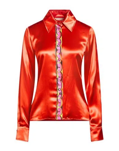 Pucci Woman Shirt Orange Size 6 Viscose, Silk In Pink