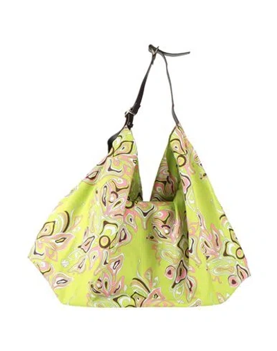 Pucci Woman Shoulder Bag Lime Green Size - Polyester, Calfskin