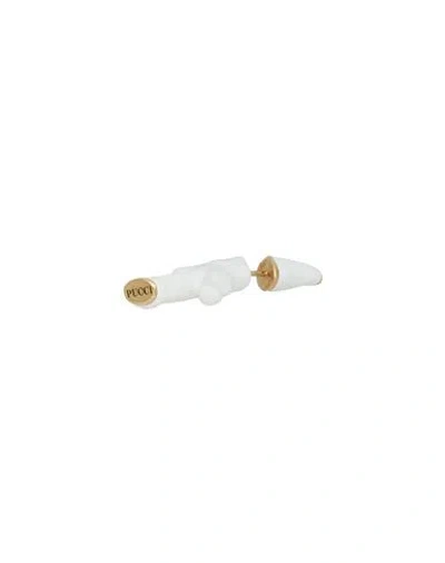 Pucci Woman Single Earring White Size - Resin, Bronze