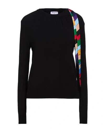Pucci Woman Sweater Black Size S Viscose, Polyester In Animal Print
