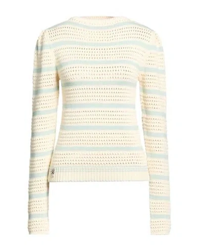 Pucci Striped Open-knit Cotton-blend Sweater In Neutral