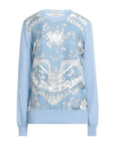 Pucci Woman Sweater Light Blue Size S Silk, Virgin Wool