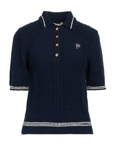 Pucci Woman Sweater Midnight Blue Size M Cotton, Polyamide