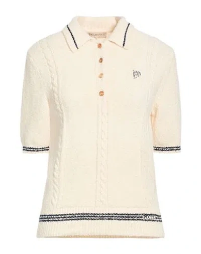 Pucci Striped Embroidered Cable-knit Cotton-blend Polo Shirt In Neutral
