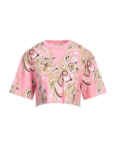 Pucci Woman Sweatshirt Pink Size L Cotton, Polyester, Polyamide, Elastane