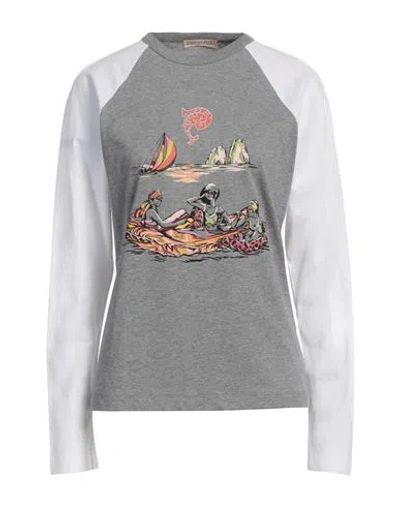 Pucci Woman T-shirt Grey Size M Cotton