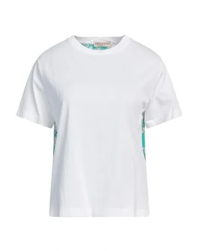 Pucci Woman T-shirt White Size L Cotton, Silk