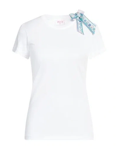 Pucci Woman T-shirt White Size L Modal, Cotton, Silk