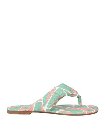 Pucci Woman Thong Sandal Light Green Size 7 Leather