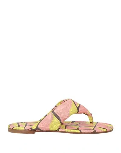 Pucci Woman Thong Sandal Pink Size 7 Leather