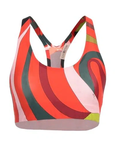 Pucci Woman Top Coral Size L Polyamide, Elastane In Red