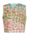 Pucci Woman Top Green Size 14 Cotton, Linen