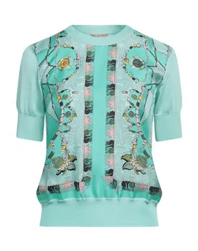 Pucci Woman Top Light Green Size M Viscose, Nylon, Elastane, Silk
