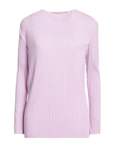 Pucci Woman Top Lilac Size 12 Polyester In Purple