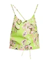 Pucci Woman Top Lime Green Size 14 Cotton In Green