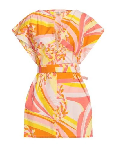 Pucci Woman Top Orange Size 10 Cotton