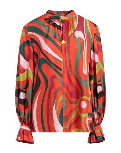 Pucci Woman Top Orange Size 10 Silk