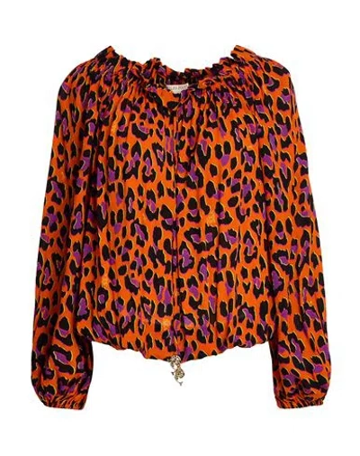 Pucci Woman Top Orange Size 10 Viscose In Multi