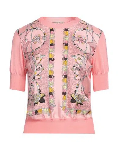 Pucci Woman Top Pink Size M Viscose, Nylon, Elastane, Silk